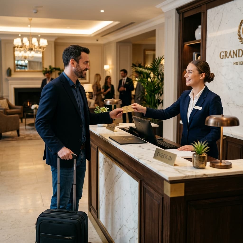 Hotel front desk check-in with IMPACT PMS